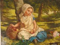 Apple Girl - Oil Paintings - By Marina Koloeridi, Oil Painting Painting Artist