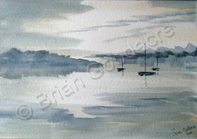 Impressionist - Lake And Boats 3 - Watercolour