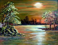Landscape - Sunset On Lake Windsor - Acrylic