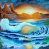 Tropical Sunset - Acrylic Paintings - By Fram Cama, Realism Painting Artist