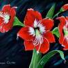 Scarlet Amaryllis - Acrylic Paintings - By Fram Cama, Still Life Painting Artist