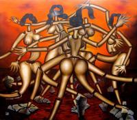 Spiritual Dance - Oils On Canvas Paintings - By Agus Balung, Surrealist Painting Artist