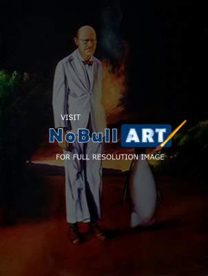 Oil - Burning Man With Penguin - Oil Paint