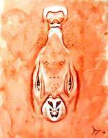White Rabbit - Watercolor Paintings - By Joseph Draye, Surrealism Painting Artist