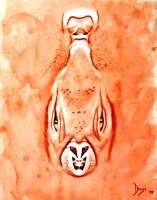 White Rabbit - Watercolor Paintings - By Joseph Draye, Surrealism Painting Artist