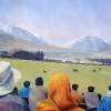 Polo At Shandur - Oil On Canvas Paintings - By Abid Khan, Impressionism Painting Artist