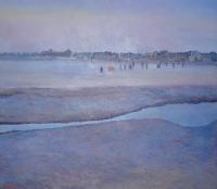 Blue City - Oil On Canvas Paintings - By Abid Khan, Impressionism Painting Artist