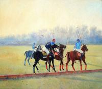 Polo For Peace - Oil On Canvas Paintings - By Abid Khan, Impressionism Painting Artist