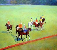 Polo For Peace - Oil On Canvas Paintings - By Abid Khan, Impressionism Painting Artist