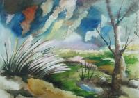 Autumn Season - Water Colour Paintings - By Biswajit Ghosh, Natural Painting Artist