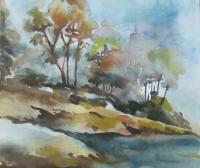 Teesta Beach - Water Colour Paintings - By Biswajit Ghosh, Natural Painting Artist