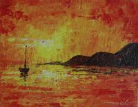 Sunset1 - Acrylic Paintings - By Mahesh Pendam, Impressionism Painting Artist