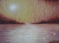 Summer Lake - Pastel Drawings - By Mahesh Pendam, Realism Drawing Artist