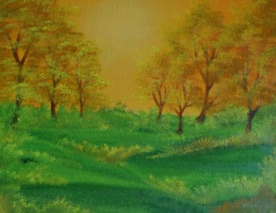 Landscape - Green Spring - Acrylic