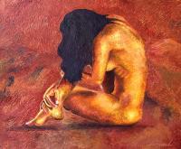 Feeling Lonely-2 - Oil Paintings - By Mahesh Pendam, Impressionism Painting Artist