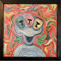 Three Faces - Oil On Wood Paintings - By Rafi Talby, Oil Painting Artist