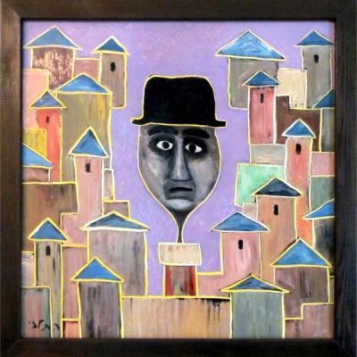 Painting - Man Comes Out The Chimney - Oil On Wood