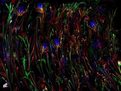 Special Drawing Technique - Flowers At Night - Mixed Media