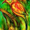 Bird On A Branch - Mixed Media Paintings - By Rafi Talby, Mixed Media Painting Artist