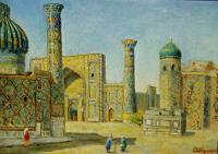 Registan Samarkand - Oil On Canvas Paintings - By Dmitri Ivnitski, Realism Painting Artist