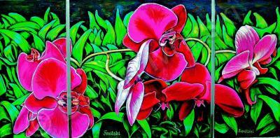 Realism - Orchids - Oil On Canvas