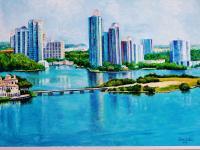 Realism - Bay View Miami Florida - Oil On Canvas