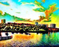 A View From The Bridge - Oil On Canvas Paintings - By Dmitri Ivnitski, Impressionism Painting Artist