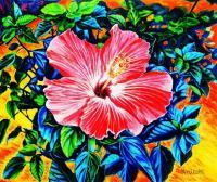 Hibiscus - Oil On Canvas Paintings - By Dmitri Ivnitski, Impressionism Painting Artist