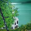 Lake Side Church - Acrylic Paintings - By Mike Arechiga, Detail Painting Artist