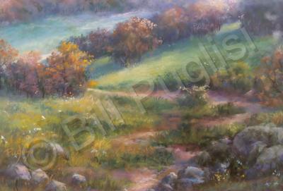 Landscape - Hillside Path - Pastel