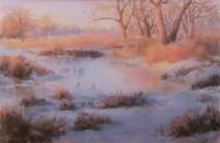 Landscape - Winter Marsh- Fire And Ice - Pastel