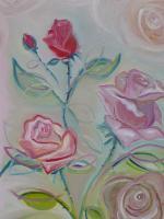 Roses Dialogue Part One - Oil On Canvas Paintings - By Chiara Montorsi, Expressionism Painting Artist