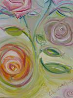 Roses Dialogue Part Two - Oil On Canvas Paintings - By Chiara Montorsi, Expressionism Painting Artist