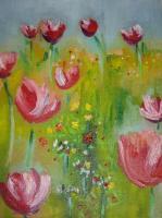Flowers - Tulips Dopo Una Seria Bevuta - Oil On Canvas