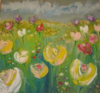 Annaritas Tulips - Oil On Canvas Paintings - By Chiara Montorsi, Impressionism Painting Artist