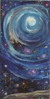 Cieli Stellati - Starred Skys - Luna Su Cielo Stellato - Oil On Canvas
