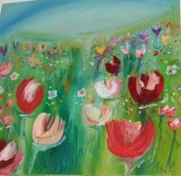 Wedding Tulips - Oil On Canvas Paintings - By Chiara Montorsi, Impressionism Painting Artist