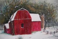 Big Red Barn - Acrylic Paintings - By Stephen Summers, Realism Painting Artist