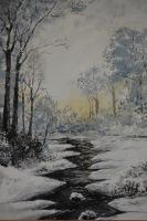 Winter Creek - Acrylic Paintings - By Stephen Summers, Landscape Realism Painting Artist
