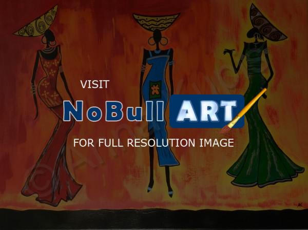 Africa - Sunset Dancers - Acrylic On Canvas