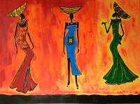 Africa - Sunset Dancers - Acrylic On Canvas
