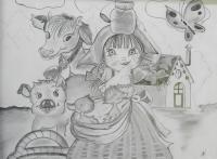 Cartoon - Milkmaid - Pencil