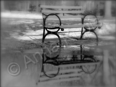 Black  White - Lonely Bench - Digital