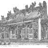 Johor Bahru Old Chinese Temple - Pencil  Paper Drawings - By Hanzhen Yap, Black And White Drawing Artist