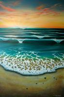 Seascape - Sunrise - Oil On Hardboard