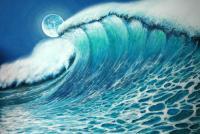 Moonlit Surge - Oil On Hardboard Paintings - By Wayne French, Surreal Painting Artist