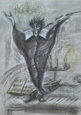 Character Design - The Piano Ghost - Charcoalpencil