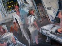 The Hospital At 4 Am - Oil On Canvas Paintings - By Douglas Manry, Expressionism Painting Artist
