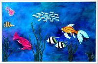 Aidens Aquarium - Acrylic Paint Paintings - By Carrie Smith, Contemporary Painting Artist