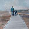 Father  Son At Midway Geiser Basin Yellowstone - Acrylic Paint Paintings - By Carrie Smith, Contemporary Painting Artist